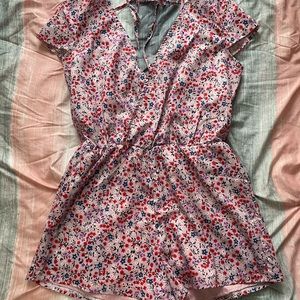 Pink floral romper